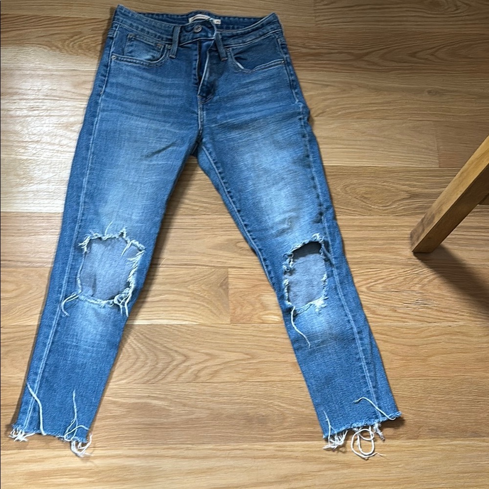 Distressed Blue Jeans